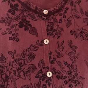 Eddie Bauer Vintage Red Floral Print Mother Of Pearl Buttons Cardigan Sweater XL